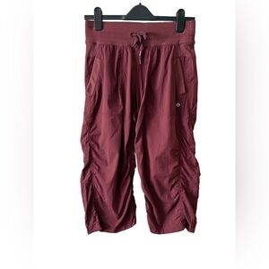 Lululemon Dance Studio Crop Pants Burgundy Ruched Lightweight Size 8
